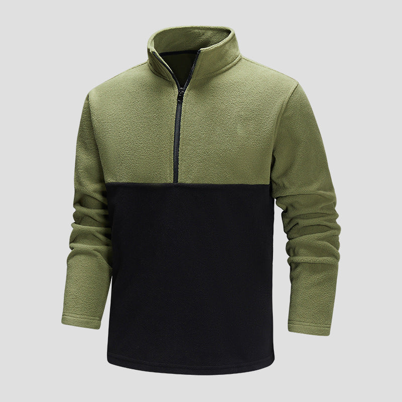 Herren Halbzip-Fleecepullover mit Stehkragen, Colorblock-Design & atmungsaktiver Mikrofleece-Qualität Echoarchiv