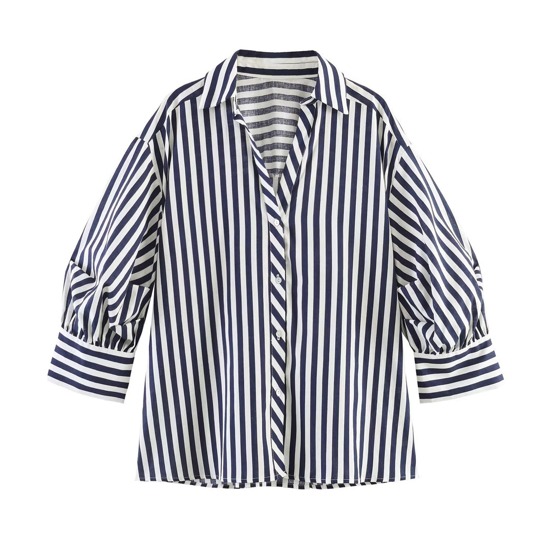 Damen Oversize-Bluse mit Ballonärmeln und Hemdkragen Echo Archiv