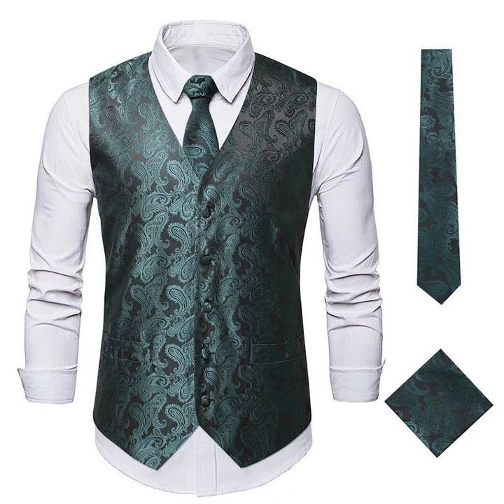 Herren nan Paisley Satin Anzugweste Set mit Krawatte und Einstecktuch Echo Archiv