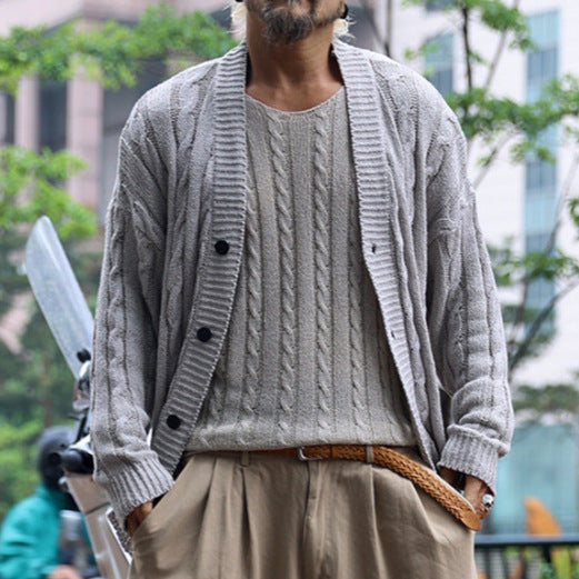 Herren Strickjacke mit Struktur und Knopfverschluss Echoarchiv