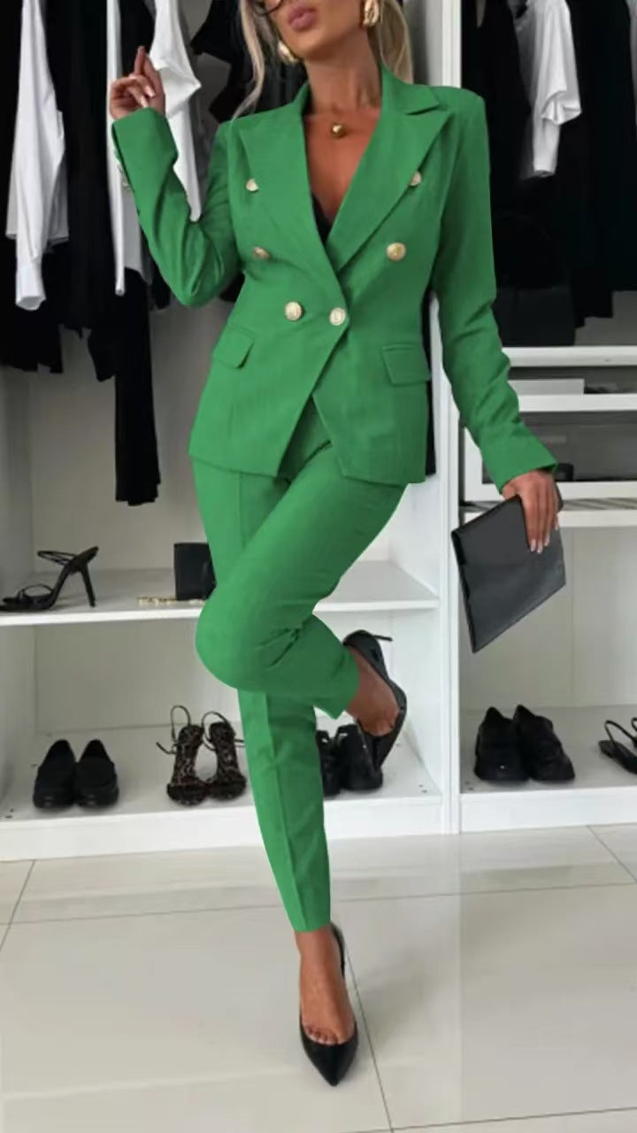 Damen Doppelreihiger taillierter Hosenanzug mit Slim-Hose – Avélisse