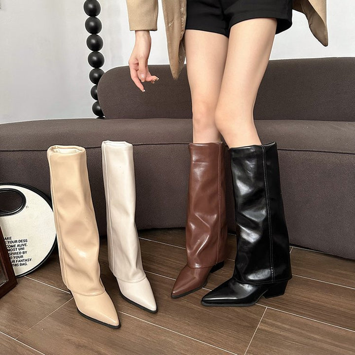 Damen Elegante und schicke Stiefel mit Blockabsatz Echo Archiv