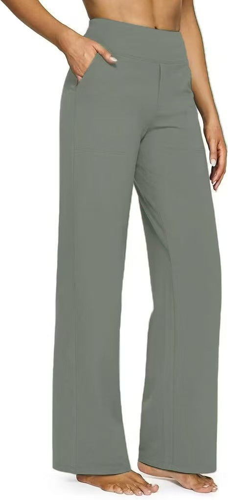 Damen Palazzo Yoga-Hosen mit hohem Bund, weitem Bein und Seitentaschen – Avélisse
