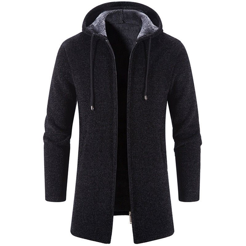 Herren Lang geschnittener Kapuzen‑Strickmantel mit Teddyfutter Echo Archiv