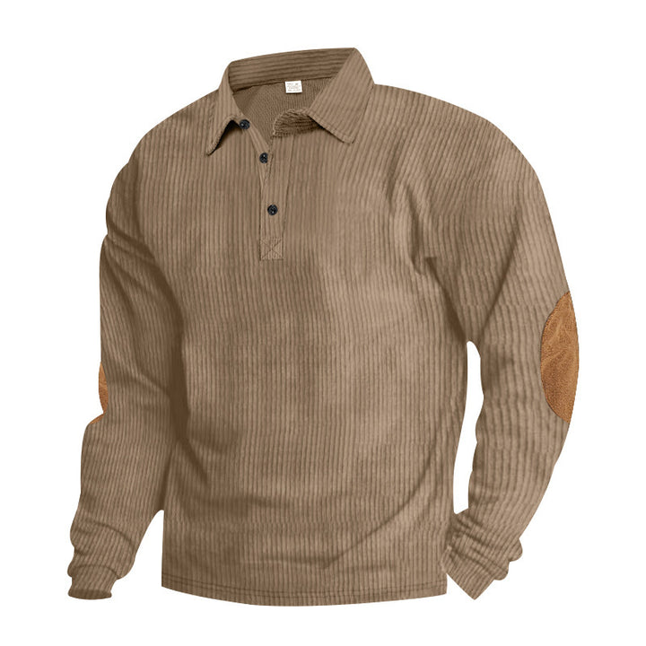 Herren Langarm Hemd mit strukturiertem Design und Leder-Details Echoarchiv