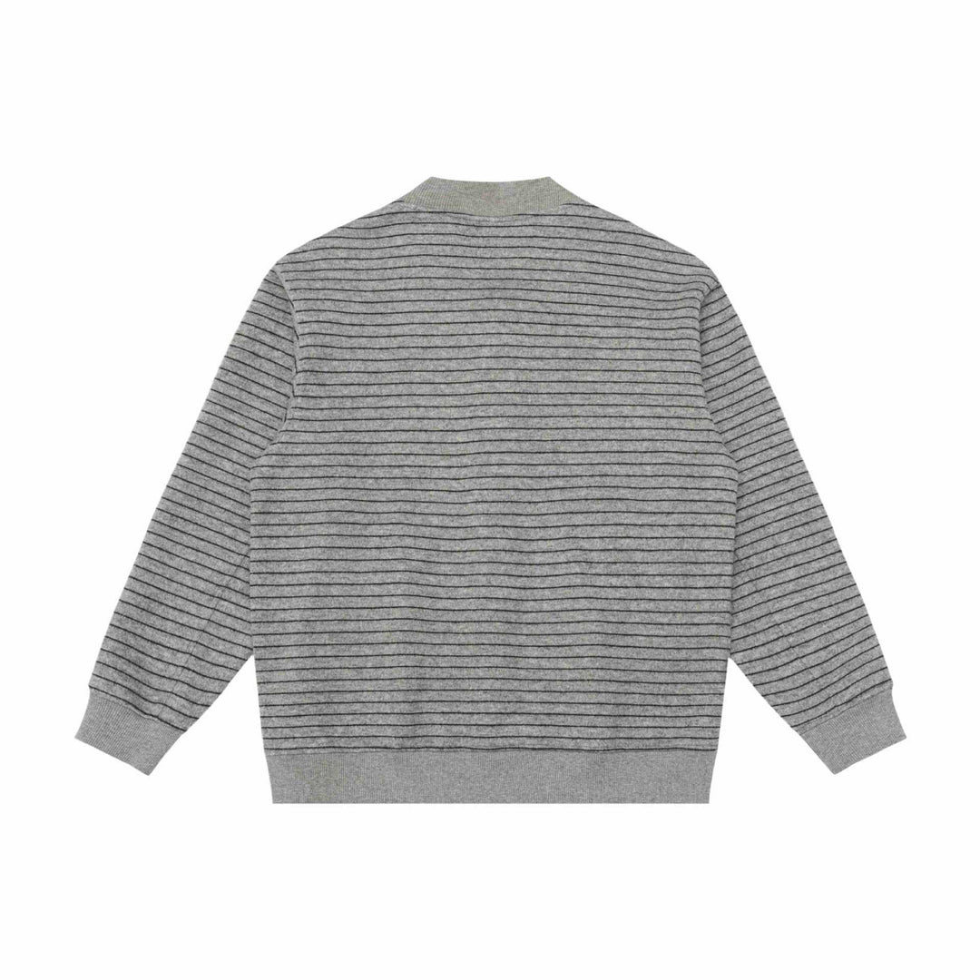 Herren Gestreifte Strick-Cardigan-Jacke mit V‑Ausschnitt und gerippten Bündchen Echoarchiv