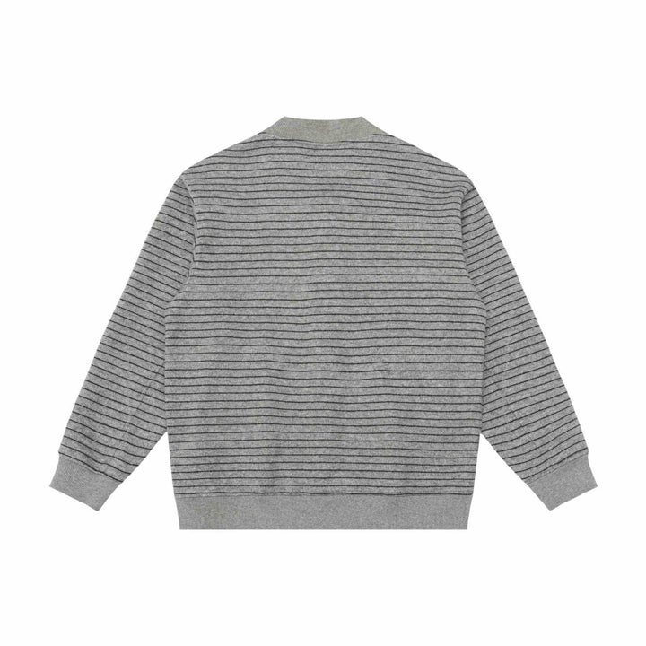Herren Gestreifte Strick-Cardigan-Jacke mit V‑Ausschnitt und gerippten Bündchen Echoarchiv