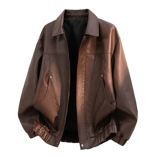 Herren Lässige Kunstlederjacke mit elastischem Bund Echo Archiv