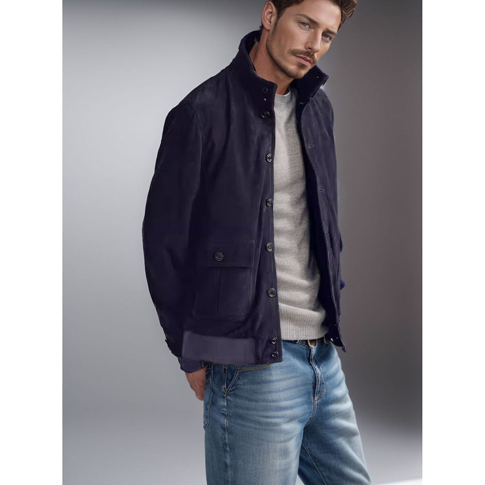 Herren modische Übergangsjacke mit hohen Kragen und aufgesetzten Taschen Echoarchiv