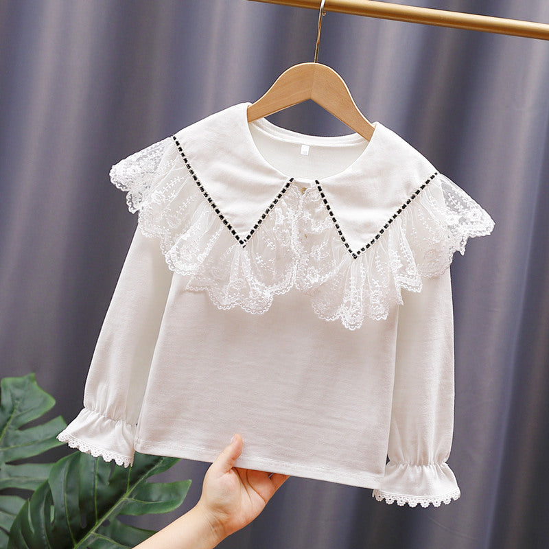 Damen Vintage Langarmshirt mit Spitzenkragen Echo Archiv
