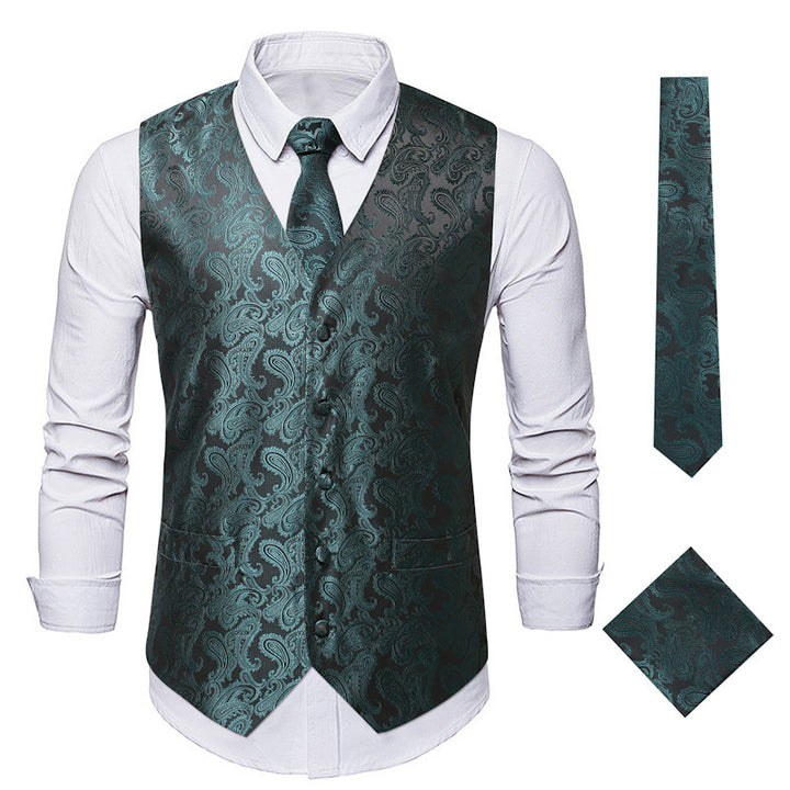 Herren elegante Weste mit feinem Paisleymuster und passendem Krawatten-Set Echoarchiv
