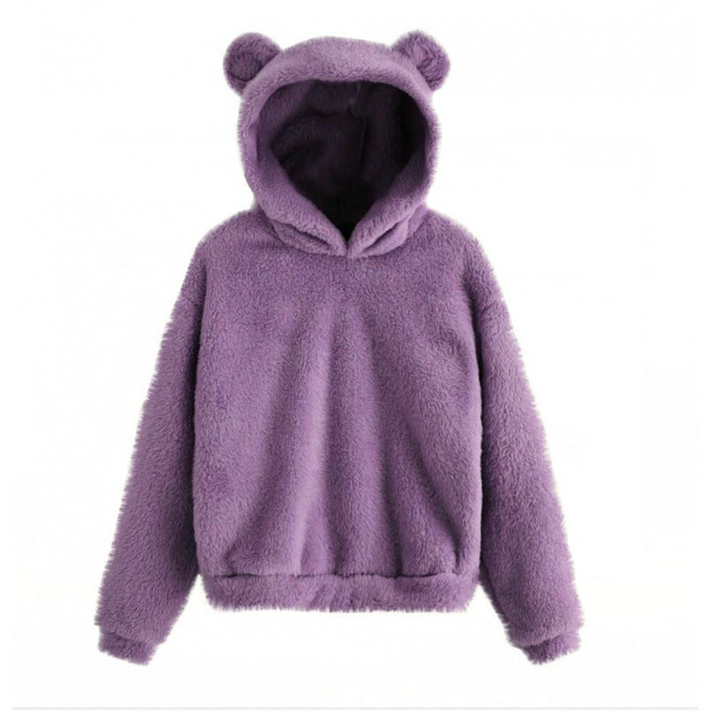 Damen Kuscheliger Teddy-Fleece-Hoodie mit Bärenohren und Oversize-Passform Echo Archiv