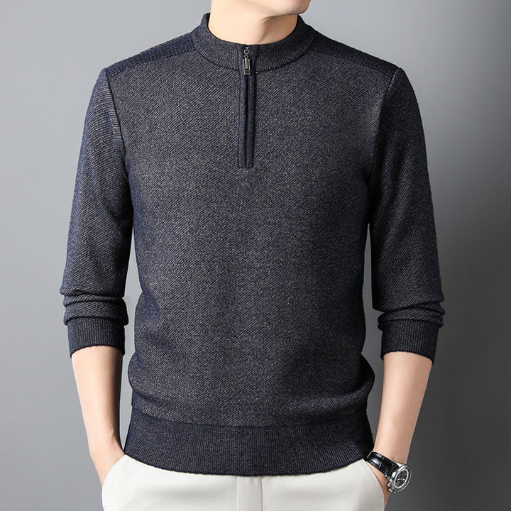 Herren Pullover mit halbem Reißverschluss und strukturiertem Design Echoarchiv
