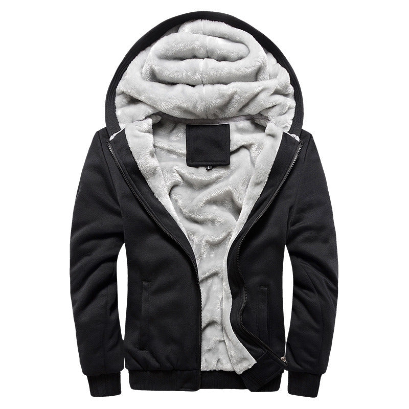 Herren Kapuzenblouson mit dichtem Sherpa-Innenfutter, kontrastierenden Ärmeln und Kordelzug – Cavarno