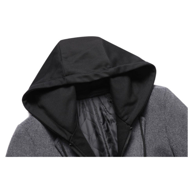 Herren modische Manteljacke mit abnehmbarer Kapuze und gestepptem Innenfutter Echoarchiv