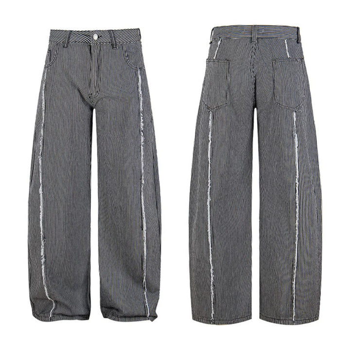 Damen Weite Culotte-Hose mit hohem Bund, Nadelstreifen und Used-Seitennaht Echoarchiv