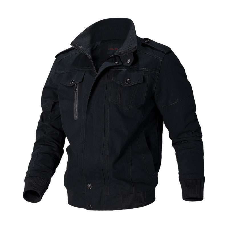Herren nan robuste Canvas-Bomberjacke im Field-Stil mit Epauletten, verdeckter Druckknopfleiste und funktionalen Taschen Echo Archiv