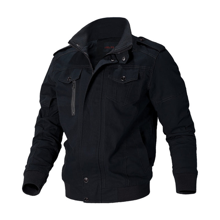 Herren nan robuste Canvas-Bomberjacke im Field-Stil mit Epauletten, verdeckter Druckknopfleiste und funktionalen Taschen Echo Archiv