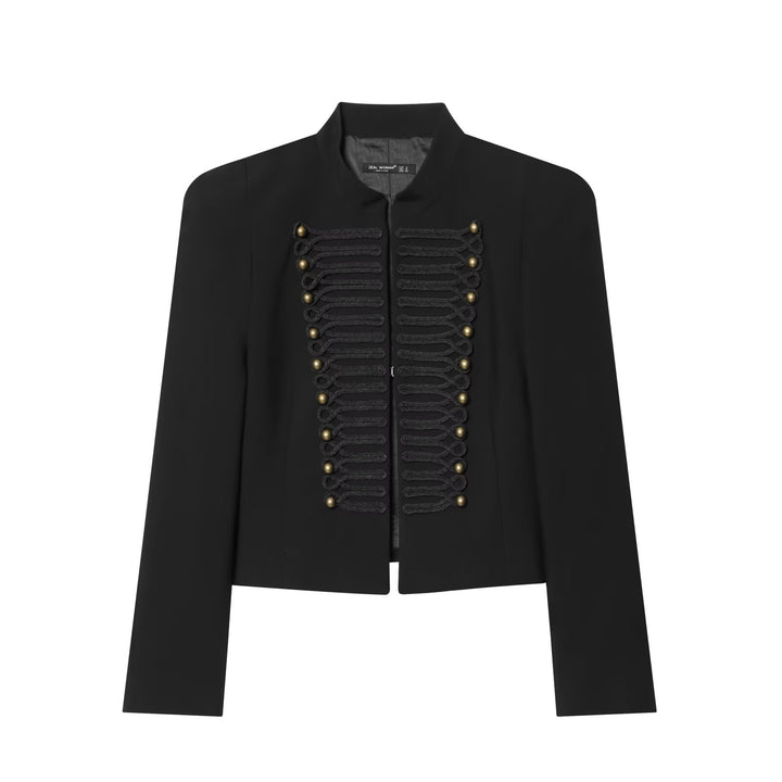 Damen Militärisch-inspirierte Cropped-Jacke mit Stehkragen und Zierkordeln Echo Archiv