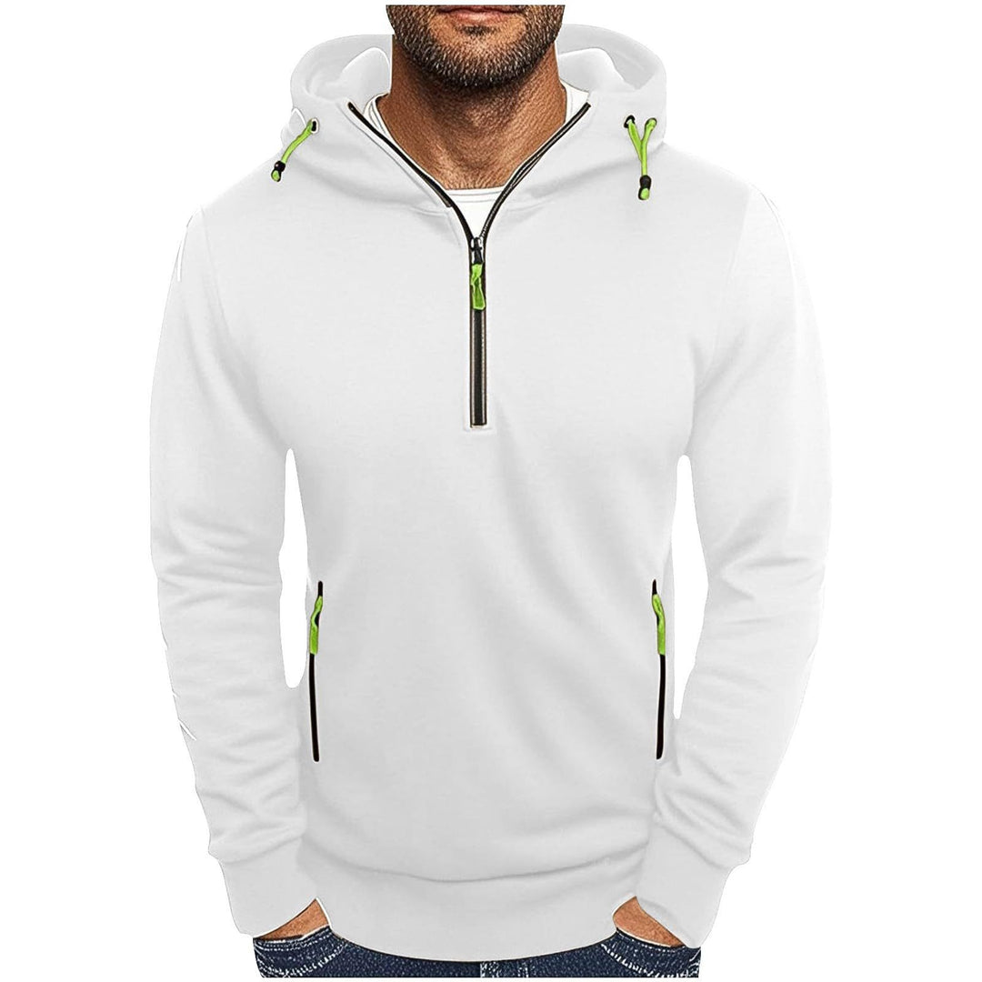 Herren modischer Kapuzenpullover mit zwei Taschen und halbem Reißverschluss Echoarchiv