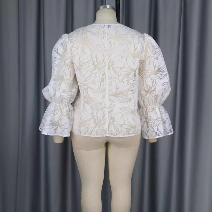 Damen Elegante Bluse mit voluminösen Ärmeln und floralem Muster Echo Archiv