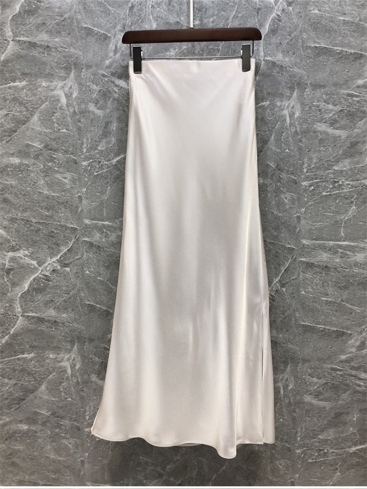 Damen Eleganter Midi-Rock aus hochwertigem Satin Echoarchiv