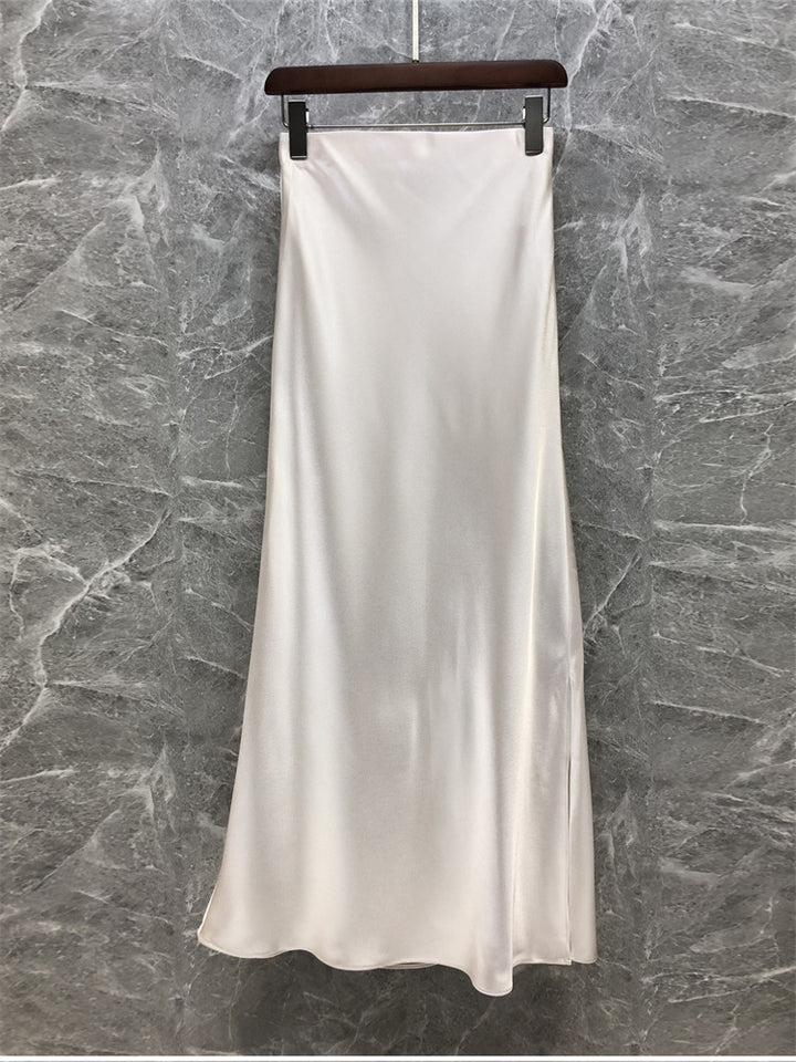 Damen Eleganter Midi-Rock aus hochwertigem Satin Echoarchiv