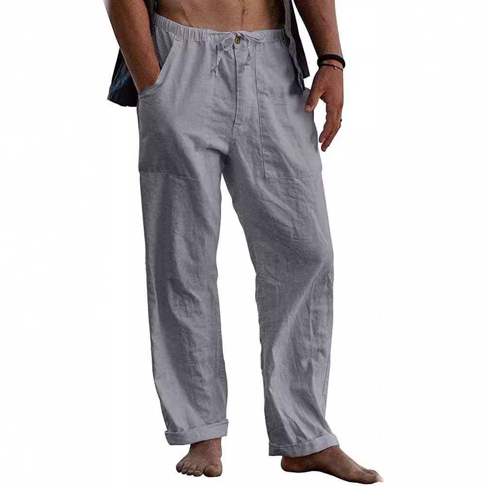 Herren nan leichte Leinenhose mit elastischem Bund und geradem Schnitt Echo Archiv