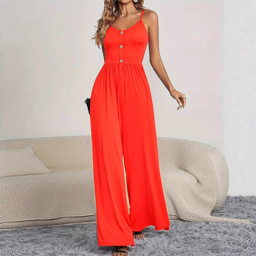 Damen Jumpsuit mit knöpfbarem Oberteil und weitem Bein Echo Archiv