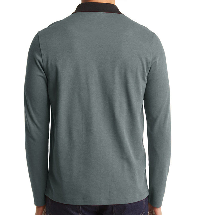Herren Langarm-Polo mit stylischem Reißverschluss und kontrastierendem Kragen Echoarchiv