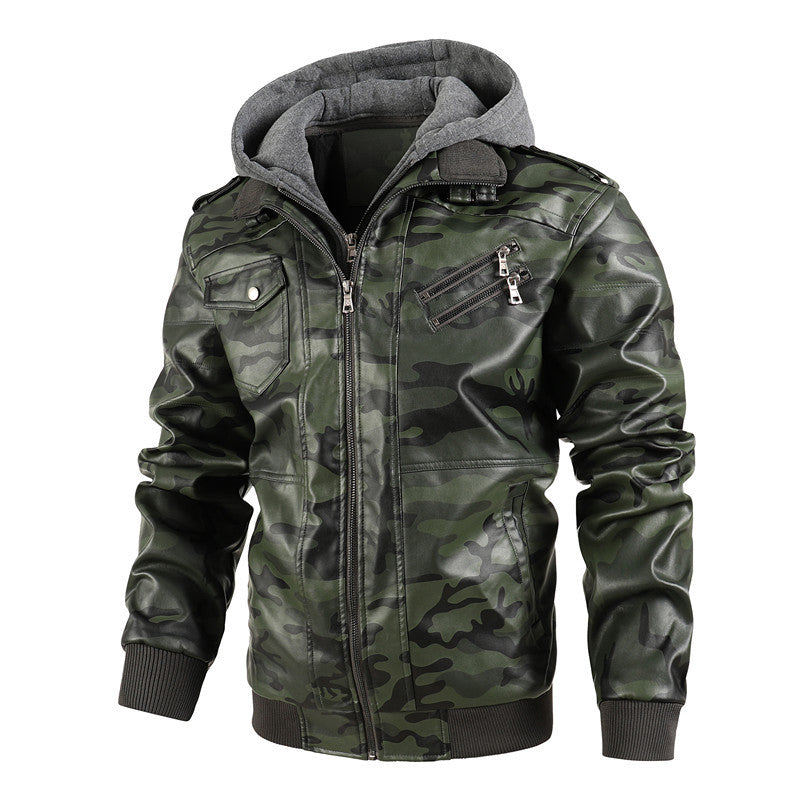 Herren Modische Kunstlederjacke im Military-Stil Echo Archiv