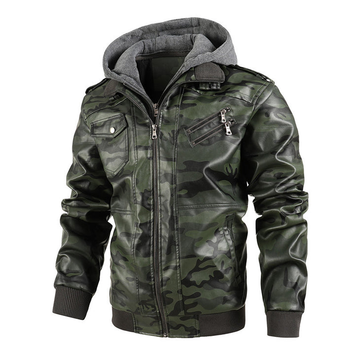 Herren Modische Kunstlederjacke im Military-Stil Echo Archiv