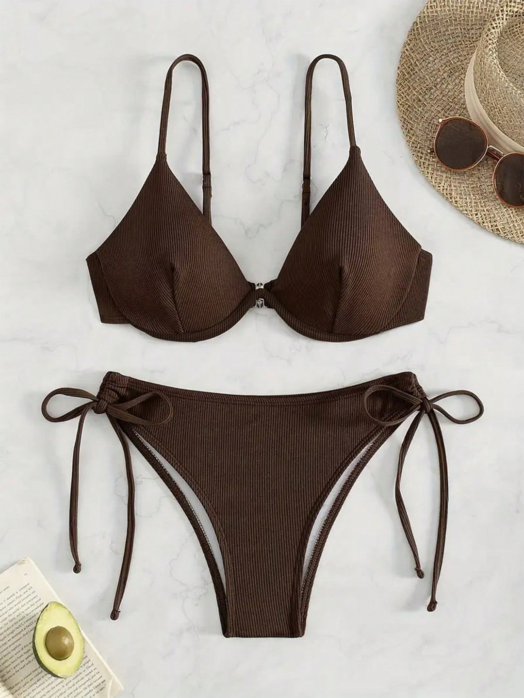 Damen Triangel-Bikini mit verstellbaren Trägern und Seitenschnürungen Echo Archiv