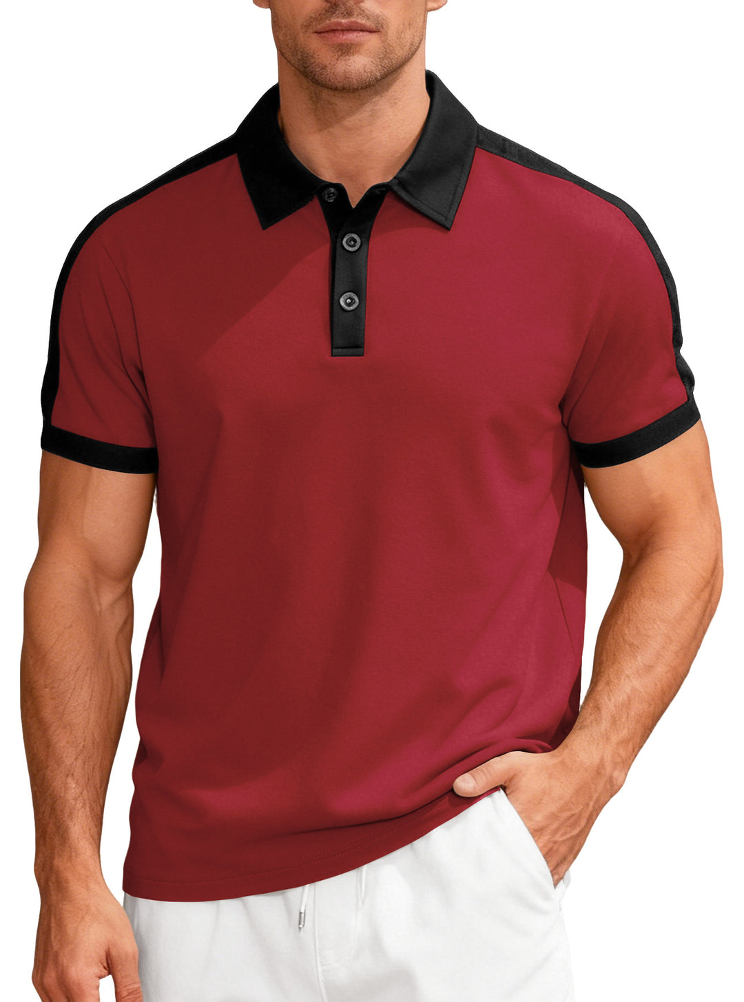 Herren nan Premium-Polo im Retro-Kontrastlook mit Hemdkragen und Dreiknopfleiste Echo Archiv