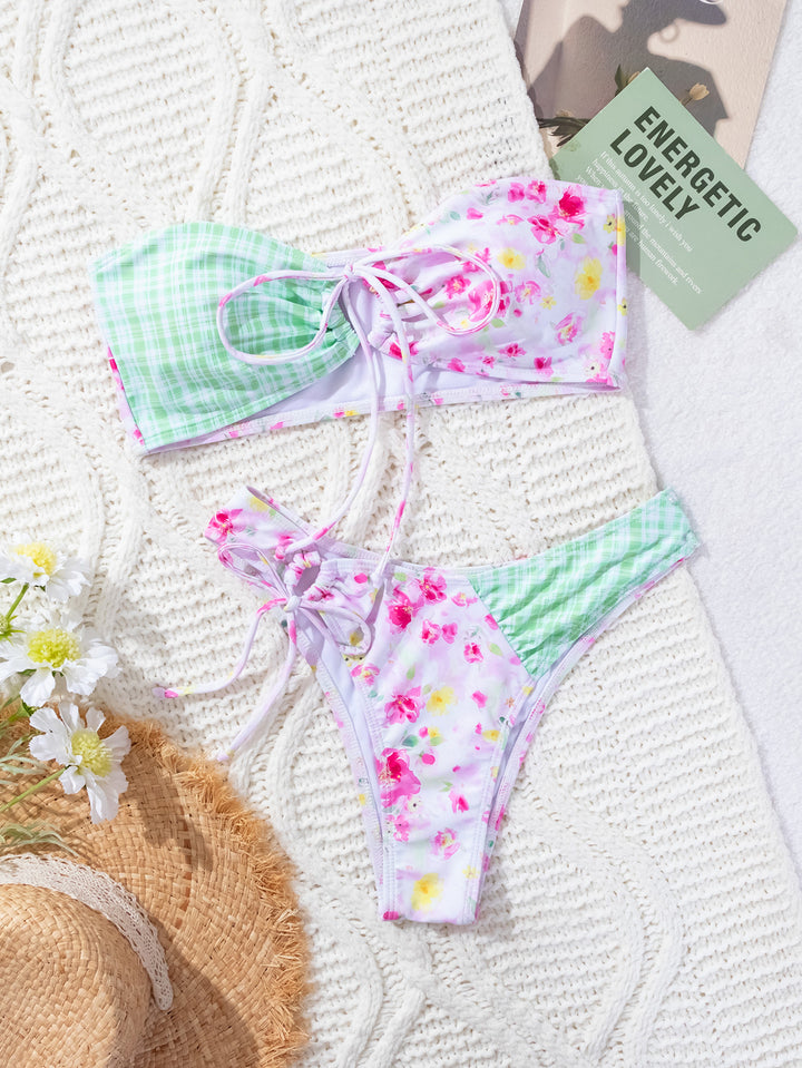 Damen Fröhlicher Blumendruck Bikini Echo Archiv