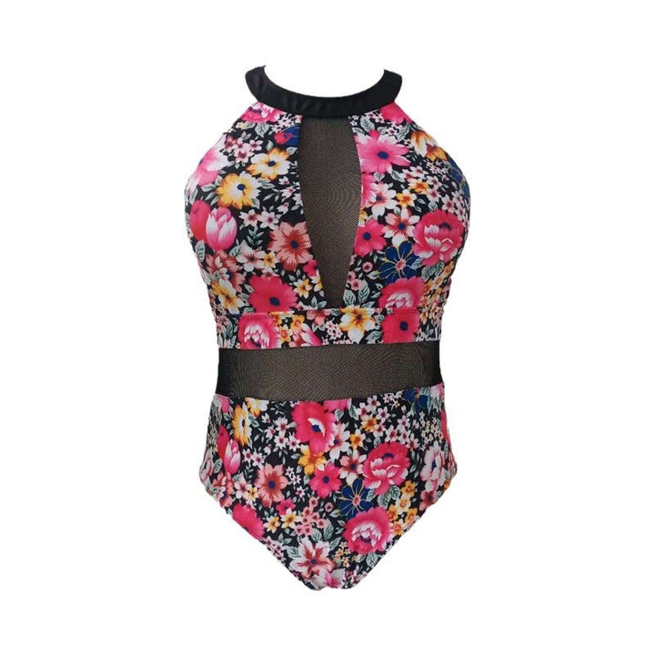 Damen Sportlicher Einteiler Badeanzug mit transparenten Mesh-Einsätzen Echo Archiv