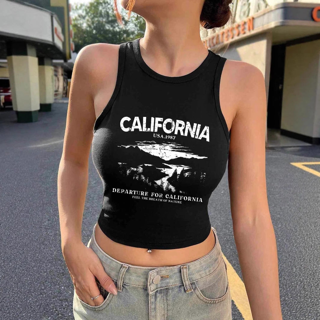 Damen Crop-Top mit kreativem California-Design Echo Archiv