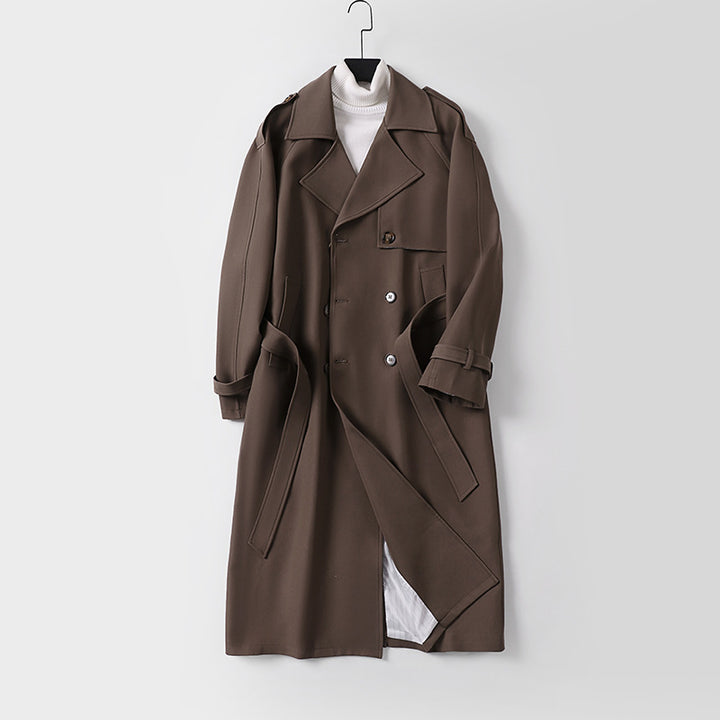 Damen Zweireihiger Oversized Trenchcoat mit weitem Schalkragen und Bindegürtel Echoarchiv