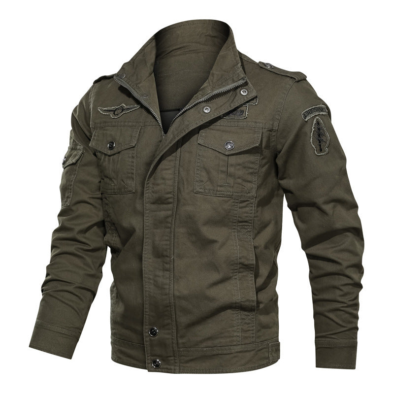 Herren Fieldjacke im Military-Canvas-Stil mit Epauletten und Multifachtaschen Echoarchiv