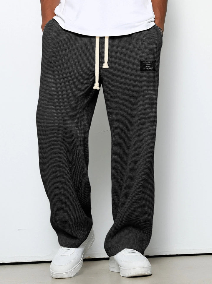 Herren nan lässige Waffelstrick Loungehose mit Kordelzug und geradem Schnitt Echo Archiv