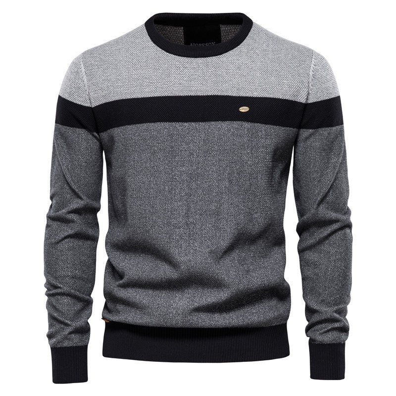 Herren Strickpullover mit modernem Farbblockdesign und feiner Struktur Echoarchiv