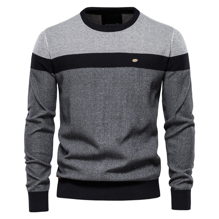 Herren Strickpullover mit modernem Farbblockdesign und feiner Struktur Echoarchiv