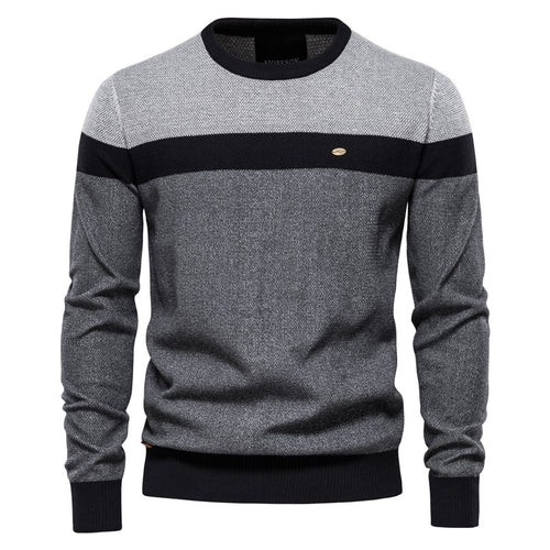 Herren Strickpullover mit modernem Farbblockdesign und feiner Struktur Echoarchiv