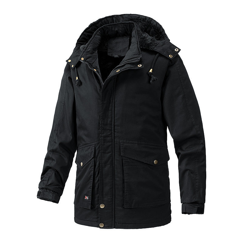 Herren Canvas-Parka mit Sherpa-Innenseite, verlängerter Schnitt und Utility-Ärmeltasche Echoarchiv