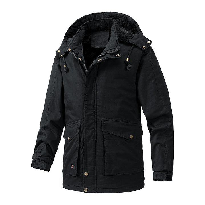 Herren Canvas-Parka mit Sherpa-Innenseite, verlängerter Schnitt und Utility-Ärmeltasche Echoarchiv