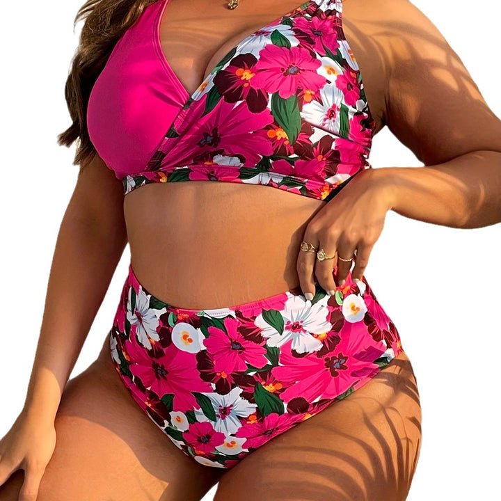 Damen nan Bikini-Set große Größen mit geformtem BH, V-Ausschnitt und hochgeschnittenem Taillenslip Echo Archiv