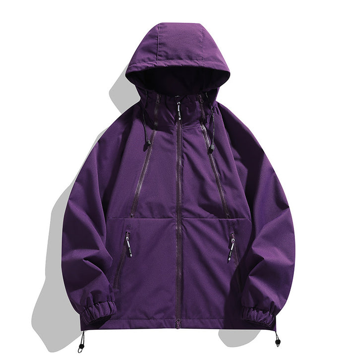 Unisex Leichter Kapuzen-Windbreaker mit wasserabweisender Oberfläche, Reißverschlusstaschen und Kordelzug Echo Archiv