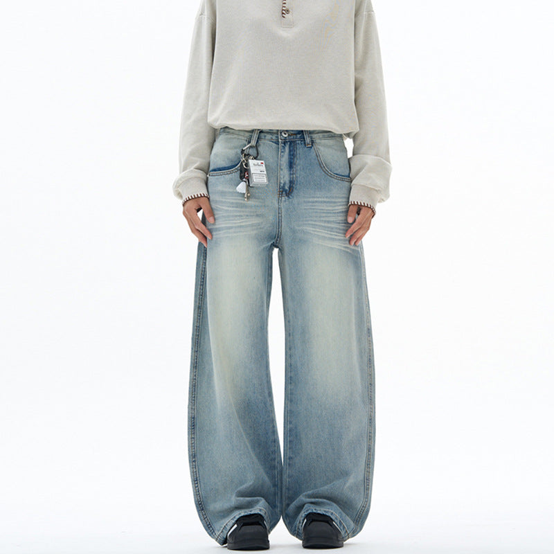 Damen extraweite hochgeschnittene Baggy-Jeans mit tiefem Schritt und Vintage‑Waschung Echo Archiv