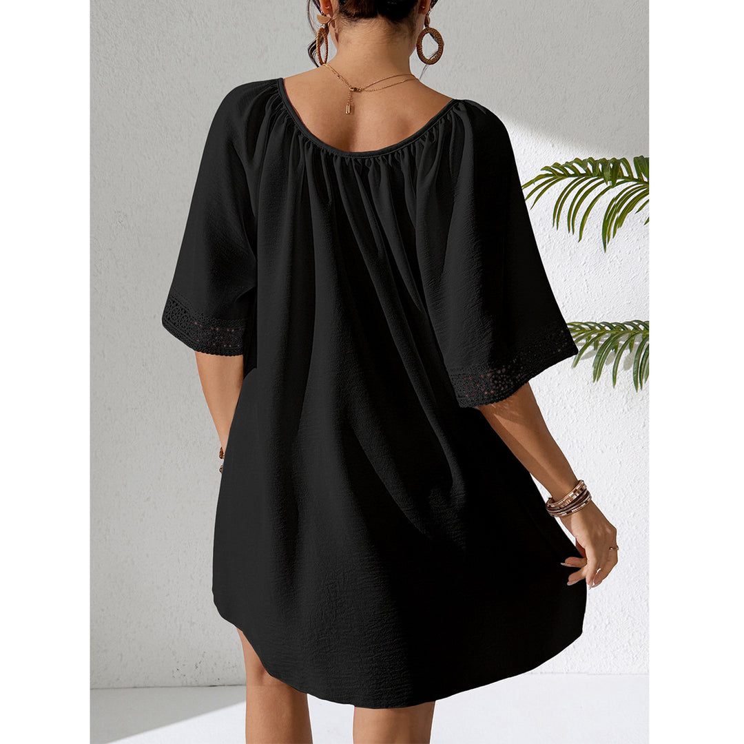 Damen Häkelstrandkleid mit elegantem V-Ausschnitt und luftigen Ärmeln Echo Archiv