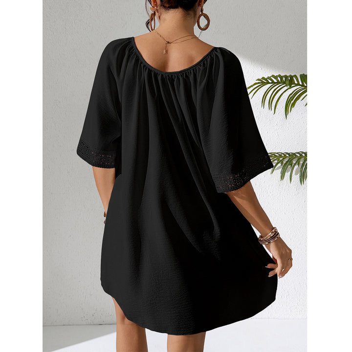 Damen Häkelstrandkleid mit elegantem V-Ausschnitt und luftigen Ärmeln Echo Archiv